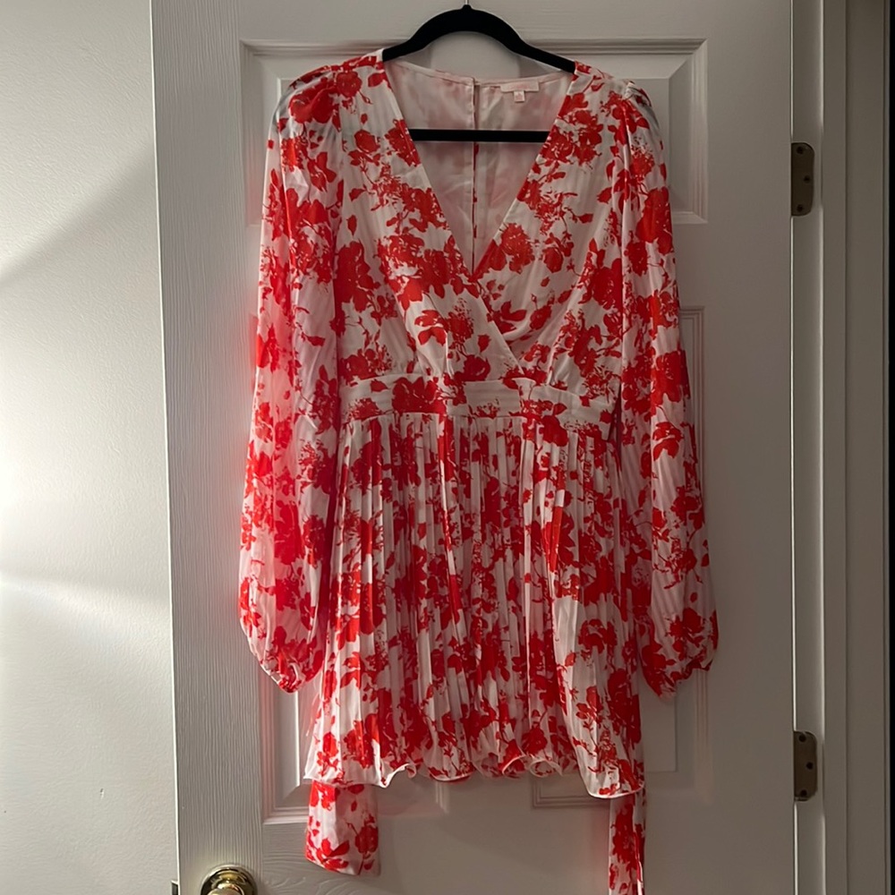 Coral and white romper